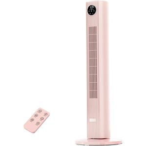 Antarctic Star Tower Fan Portable Floor Fans 85Oscillating Fan Quiet Cooling 12H Timer Remote Control Standing Bladeless Electric 3 Wind Speeds 4 Modes Bedroom Office,36 inch, Pink