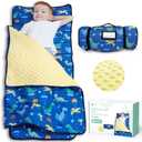 ACRABROS Toddler Nap Mat with Pillow and Blanket, Extra Large Rolled Napping Mats,Slumber Bags for Boys Girls,Kids Sleeping Bag for Daycare, Preschool Travel Camping, Dinosaur