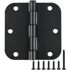 TDCHINGES 6 Pack Rounded Matte Black Door Hinges 3.5 Inch 5/8" Radius Interior 3 1/2 Inch Flat Iron Bifold Easy Installation Standard Hinge No Squeak,Bedroom Indoor for Doors 3 ½" Hardware Controls