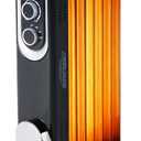 Dumos Oil Filled Radiator Heater with Adjustable Thermostat, 1500W Oil Space Heater for Indoor Use, Portable, 22inch Bright Black (22.8*11.8*4.8in)