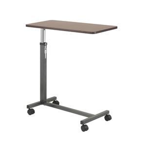 Drive Medical Overbed Table with Wheels, Woodgrain Top, Silver Vein