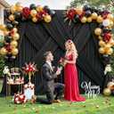 4 Panels Black Backdrop Curtain for Parties Black Wrinkle Free 20ft x 10ft Backdrop Drapes for Birthday Party Wedding Photo Photography Polyester Fabric Background Decoration