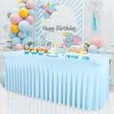 Besutolife Baby Blue Elephant Party Tablecloths for Rectangle Table, 4ft - Baby Shark Gender Reveal, Frozen Elephant Birthday Party Decorations (48" x 24" (Rectangular))