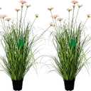 35 Inch Artificial Tall Grass with Pink Cosmos Flowers, Fake Floor Plants, Faux Grass Plants, Indoor and Outdoor Home Decoration(2pack, 3ft)