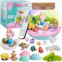 Mermaid Light-Up Terrarium Kit for Kids - LED Night Light Birthday Gift for Girls Ages 4 5 6 7 8-12 Year Old - Mermaid Toys for Girls - DIY Arts and Crafts Kit for Kids