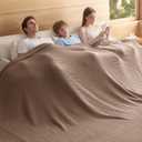 Bedsure 100% Cotton Oversized King Blanket for Spring Summer, Waffle Weave Couch Cover California King Blanket, Thin Lightweight Breathable Bedding Gifts for Women, Men, Teens, Coffee Brown, 120"x94"