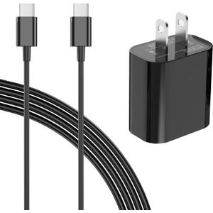 6.6 Ft USB C Fast Charger Cable Fit for Samsung Galaxy Z-Flip 6 AI 5G Phone 20W Type C Charging Block Adapter with C to C Power Cord (Black)