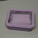 Soimeat Clear Makeup Bag, Portable Travel Cosmetic Bags, Multipurpose Leather Toiletry Bag with Zipper, Waterproof Transparent Cosmetic Organizer for Women, Medium, Purple