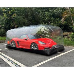 Portable Inflatable Car Cover Garage Tent Airtight Ultimate Shield Outdoor/Indoor Car Bubble Vehicle Shelter for Car Parking Painting Washing and Storage (Transparent+Black, 4.3m L1.83m W1.52m H)