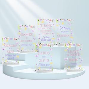 6 Pcs Baby in Bloom Wildflower Decorations  Acrylic Signs with Stand, Welcome Sign, Flower Bar, Centerpieces, Gender Reveal Decor, Bloom Bar Sign, Party Celebration Accessories