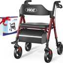 Walkers for Seniors, Z21 Rollator Walker with Seat Supports 350lb, 8" Big Wheels for All Terrain, Ergonomic Arc Seat & 6" Ultra Backrest Foldable Walker, Dual Height Adjustment, Lightweight 2025 (Gloria Red)