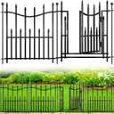10 Panels No Dig Decorative Garden Fence with Gate, 24in(H)  22ft(L) Heavy-Duty Rustproof Metal Panels, Outdoor Dog Barrier for Yard & Patio, Landscape, Border| Portable Temporary Fencing