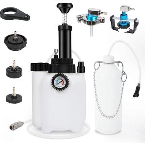 3L Manual Brake Bleeder Fluid Pump, One Person Brake Fluid Extractor with 1L Extractor Bottle&5 Master Cylinder Adapters Compatible with Toyota, Lexus, BMW,Chrysler, Dodge, Jeep, Nissan, Ford ,GM etc