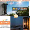 2-Pack 20" Large Outdoor Solar Wall Lights With Dusk to Dawn Sensor, 8000mAh Metal Modern Outside Wall Sconce with Tempered Glass for House, Exterior Porch Lamps Wall Mount,E12 Bulbs Included, 20in