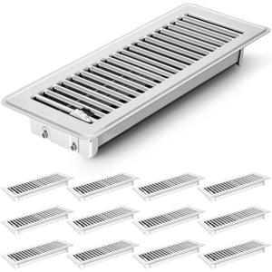 12 PCS Floor Vents Floor Registers 4x12 inch, Heavy Duty Metal Heat Air Vent Covers 4 X 12 with Rust Proof Finish for Home Office Wall Floor Registers Grilles & Vents (12, White, 4x12 Inches)