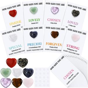 40 Set Christian Valentine's Day Cards Positive Encouragement Greeting Cards with Heart Stones Keepsake Valentine Exchange Gifts for Party Favors