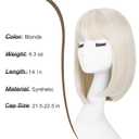 EINAEY Bob Wig With Bangs Royal Wig Short Synthetic Fiber Blonde Bob Wigs for Women Short Bob Wigs and Halloween Cosplay Wig for Girl Colorful Costume Wigs With One Cap