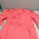 Women's Babydoll Tie Front Tops Puff 3/4 Length Sleeve Cute Casual Summer Peplum Blouses Shirts 2025, Size Large