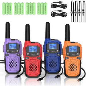 Walkie Talkies for Adults WokTok Long Range 2 Way Radio for Camping Hiking Hand Held Hiking Accessories Camping Gear Xmas Birthday Gift for Kids,SOS Siren,NOAA Weather Alert,4 Radios
