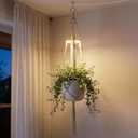 Hanging Plant Grow Lights for Indoor Plants with Timer, Wall Mounted Full Spectrum Pendant Growing Light with Macrame Plant Hanger, Ceiling LED Planta Luz for Potted Plants Home Decor