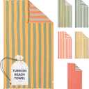 Cabana Striped Gauze Turkish Beach Towel - Large 36 x 69 | Quick Dry Beach Towel Blends Retro Style with Everyday Beach Comfort | Sand Free Design for a Clean, Carefree Day in the Sun (Yellow)