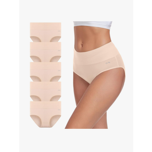 coskefy Women's High Waisted Cotton Underwear Soft Breathable Panties Stretch Briefs Ladies Panties 5 Pack XXL