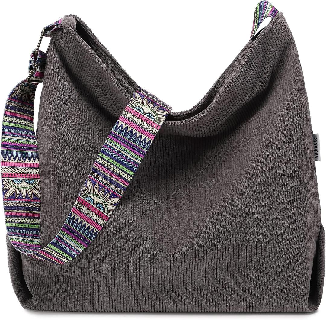 Makukke Tote Bag Women Large Crossbody Bag Stylish Handbag for Women Corduroy Hobo Bag Fashion Shoulder Bag Purse