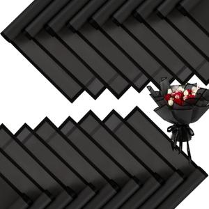 FUHITIM 20 Sheets Flower Wrapping Paper - Waterproof Floral Bouquet Packaging Paper for DIY Crafts，Florist Supplies Packaging Paper for Wedding Birthday Gift(Translucent Black)