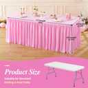 1 Pack Pink Spandex Table Clothes for 6 Foot Rectangle Tables, 6FT Wrinkle Free Fitted Tablecloths Ruffles Table Cover with Skirt for Baby Shower Birthday Party Banquet Wedding and Events