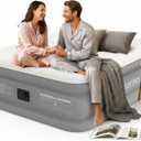Queen Air Mattress with Built-in Pump 18in, 3-Layer Fabric-Laminated Side Walls Anti-Leak, Honeycomb Coil-Beam Support 800 LBS, 3-Min Inflation Blow up Air Mattress for Home Guests Camping