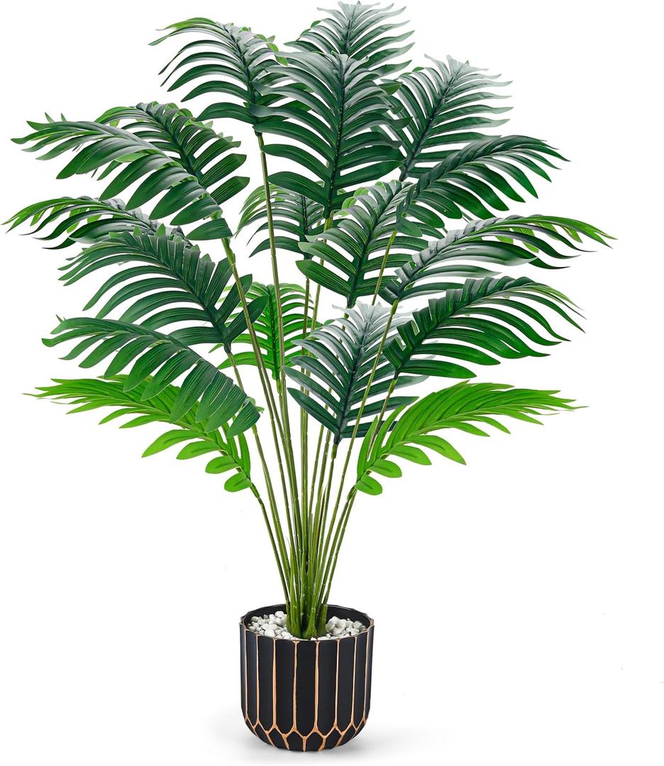 Der Rose 28" Fake Palm Tree Large Artificial Potted Plants Indoor for Home Porch Patio Living Room Bathroom Outdoor Decor