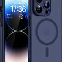 TOCOL Magnetic for iPhone 14 Pro Case, Upgraded Full Camera Protection, Compatible with Magsafe, Drop Protection, Translucent Matte Back Bumper Phone Cover 6.1-Inch (Dark Blue)