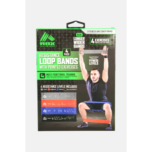 RBX LIVE LIFE ACTIVE LOOPED LATEX RESISTANCE BANDS 4 Pack