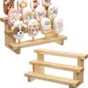 2 Pcs Wooden Cakesicle Stand, 3 Tier 12 Holes Cake Pop Display Holder, Rectangle Wood Lollipop Stick Rack for Wedding, Birthday, Baby Shower, Dessert Table