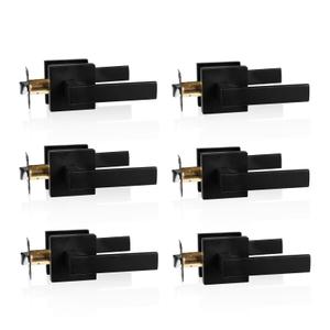 HARDHAWK Door Handle with Lock, Passage, 6 Pack, Black
