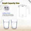 0.5L Small Portable Electric Tea Kettle Stainless Steel, Travel Mini Electric Coffee Kettle, Hot Water Boiler Heater for Business Trip, Camping, Travel, Office (White)