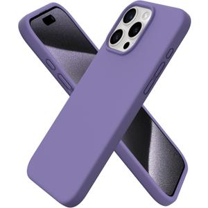 ORNARTO Compatible with iPhone 15 Pro Max Case 6.7", Slim Liquid Silicone 3 Layers Soft Gel Rubber Shockproof Protective Phone Case with Anti-Scratch Microfiber Lining-Amethyst