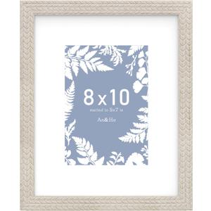 An&He 8x10 Picture Frames, Rustic Vintage Photo Frame with HD Plastic Cover, for Wall Hanging or Tabletop Display, Excellent Decorative Artwork (OW)