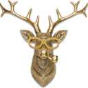 Animal Heads Wall Decor Resin Animals Sculptures Head Wall Hanging Decoration Gold vintage Wall Sculpture for Living Room Bedroom Office(Deer,not include metal frames)