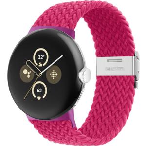 Stretchy Braided Bands Compatible with Google Pixel Watch 3 41mm/Pixel Watch 2 Band/Google Pixel Watch Band - Upgraded Connector - Elastic Nylon Breathable Sport Straps for Women Men