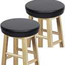 Shinnwa Bar Stool Cushion 1 PackRound Foam Padded Seat Cushions Waterproof Leather Bar Stool Covers with Elastic and Non Slip Bottom 12 Inch Black