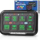 MICTUNING P8+ Ultra 8 Gang Switch Panel, IP67 Waterproof, Toggle Momentary Pulsed RGB Dimmable Multifunction Switch, Universal Circuit Control Relay System Switch Box for Car Boat