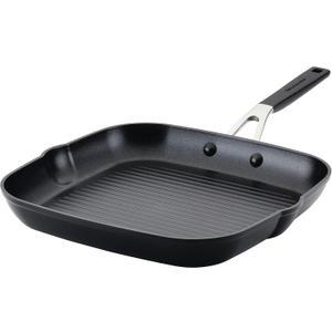 KitchenAid 84808 Hard Anodized Nonstick Square Grill Pan/Griddle with Pour Spouts, 11.25 Inch - Onyx Black