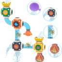 Bath Toys, STEM Baby Bathtub Toy with DIY Pipe Tubes, Cubes,Spoon, Lovely Cute Bathroom Time Spray Waterfall Shower Toy, Suitable for Toddlers Boys Girls 3 Years and up
