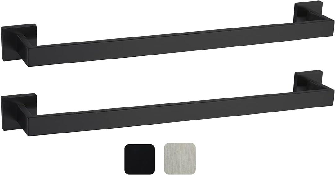 24 Inch Towel Bar 2 Pack for Bathrooms 24 Inch Stainless Steel 304 Matte Black Towel Holder Modern Square Towel Rod Rustproof Wall Mount 2 of Pack(24 inch, Matte Black)