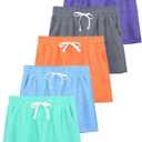 5 Pack Girls Shorts Athletic Soccer Running Active Dry-Fit Sports Basketball Shorts with Drawstring Pocket