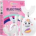 Trueocity Kids U Shape Toothbrush Auto Electric Toddler Rechargeable Kids Automatic Toothbrush | 360° U-Shaped Silicone Brush Head | Gentle Cleaning for Ages 2–7 | Unicorn Design (Pink)