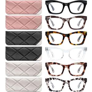 CCVOO 6 Pack Oprah Reading Glasses for Women, Eyeglasses, Blue Light Readers for Women, Computer Eye Glasses, Cheaters (A4 Mix)