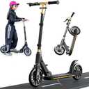 Kick Scooter for Kid, Teens & Adults for 300 lbs Capacity, Lightweight, Foldable - 8IN Big Wheels Scooter,Commuter Adult Scooters with Hand Brake, 4 Adjustable Levels, ABEC 9, 15 lb (Black)