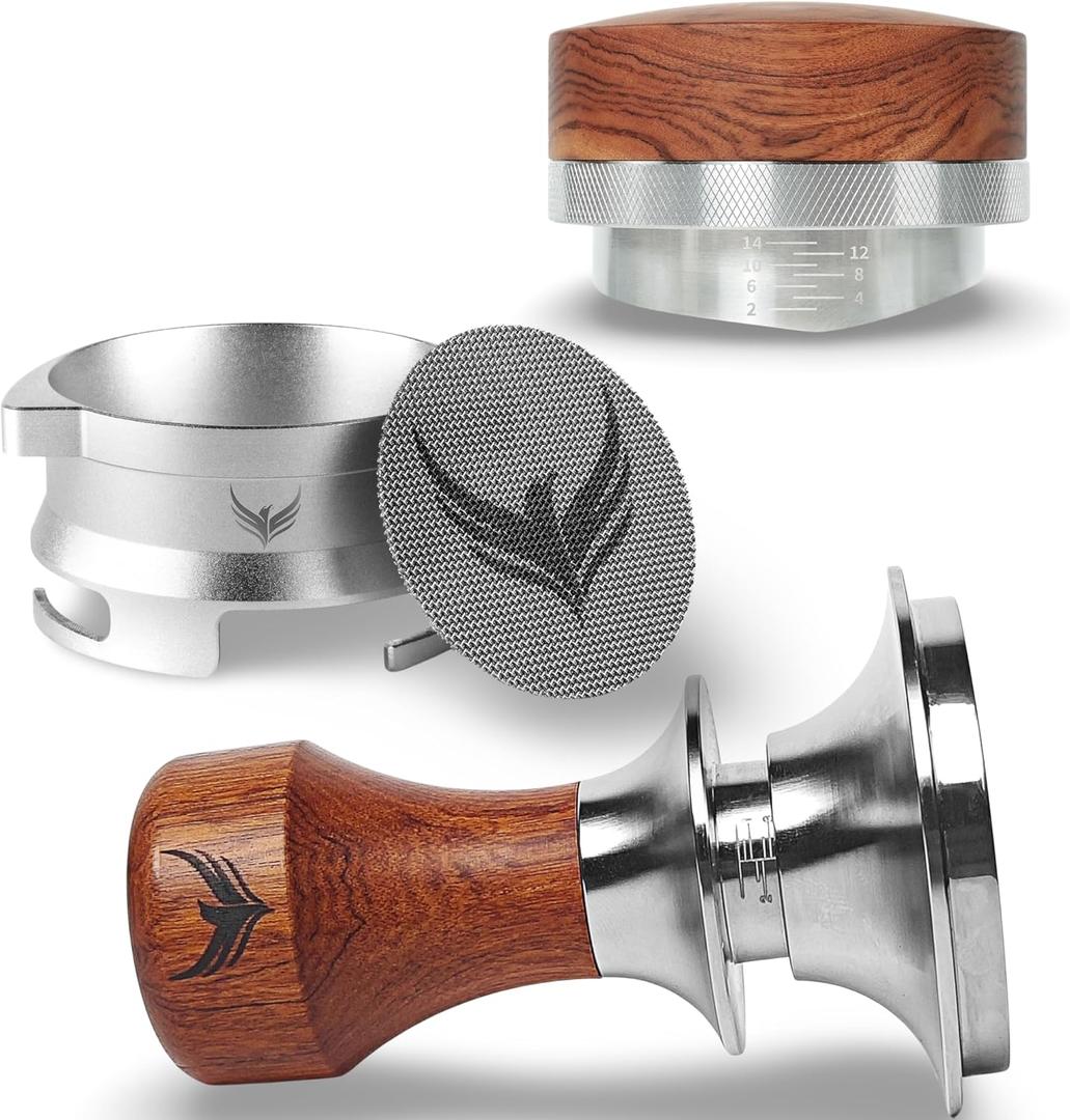 54mm Espresso Tamper Kit  Compatible with Breville Barista Express, Pro, Touch  Includes Grinder Trigger Dosing Funnel, Spring-Loaded Tamper, Distributor Tool & Puck Screen